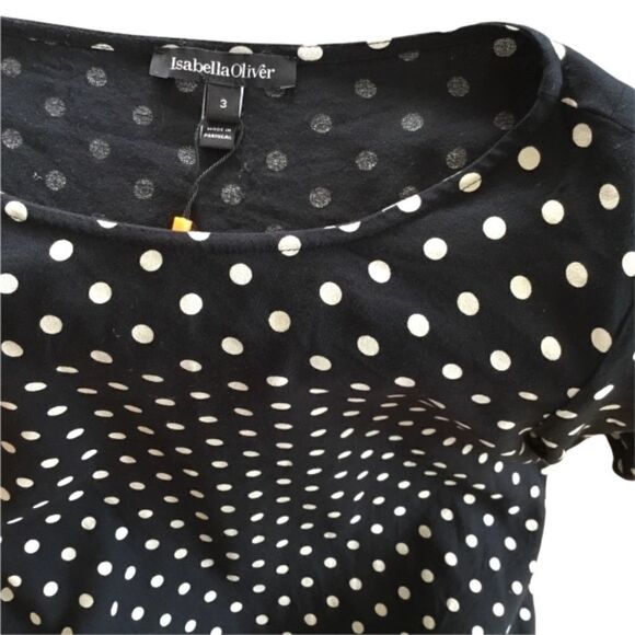 Isabella Oliver black polka dot top maternity with waist tie - Picture 5 of 9